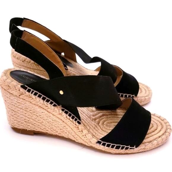 Adrienne Vittadini Women’s Strappy Wedge Sandals Black Size 8 M Shoes - Picture 3 of 7